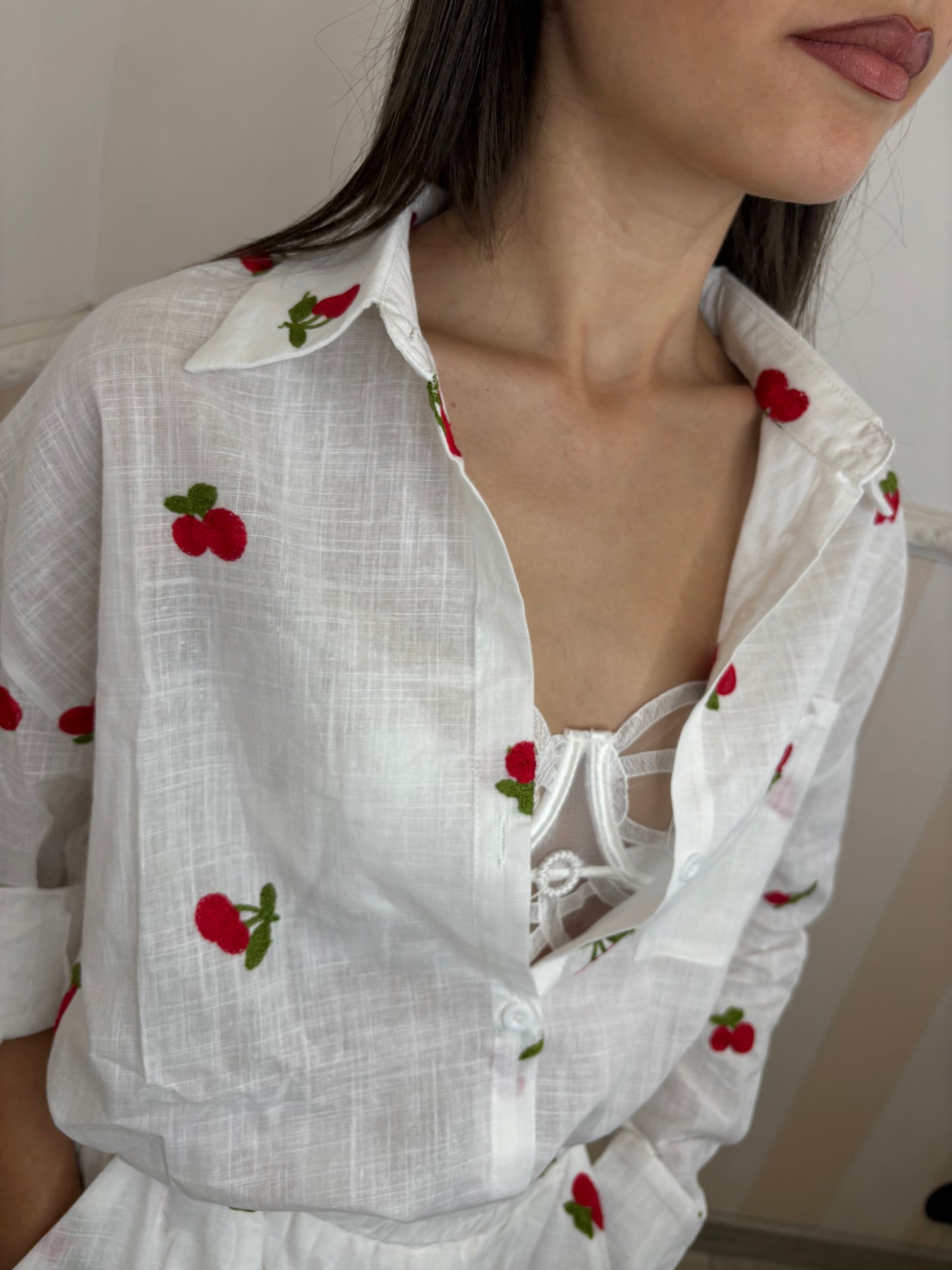 Coordinato lost cherry bianco con ciliegie