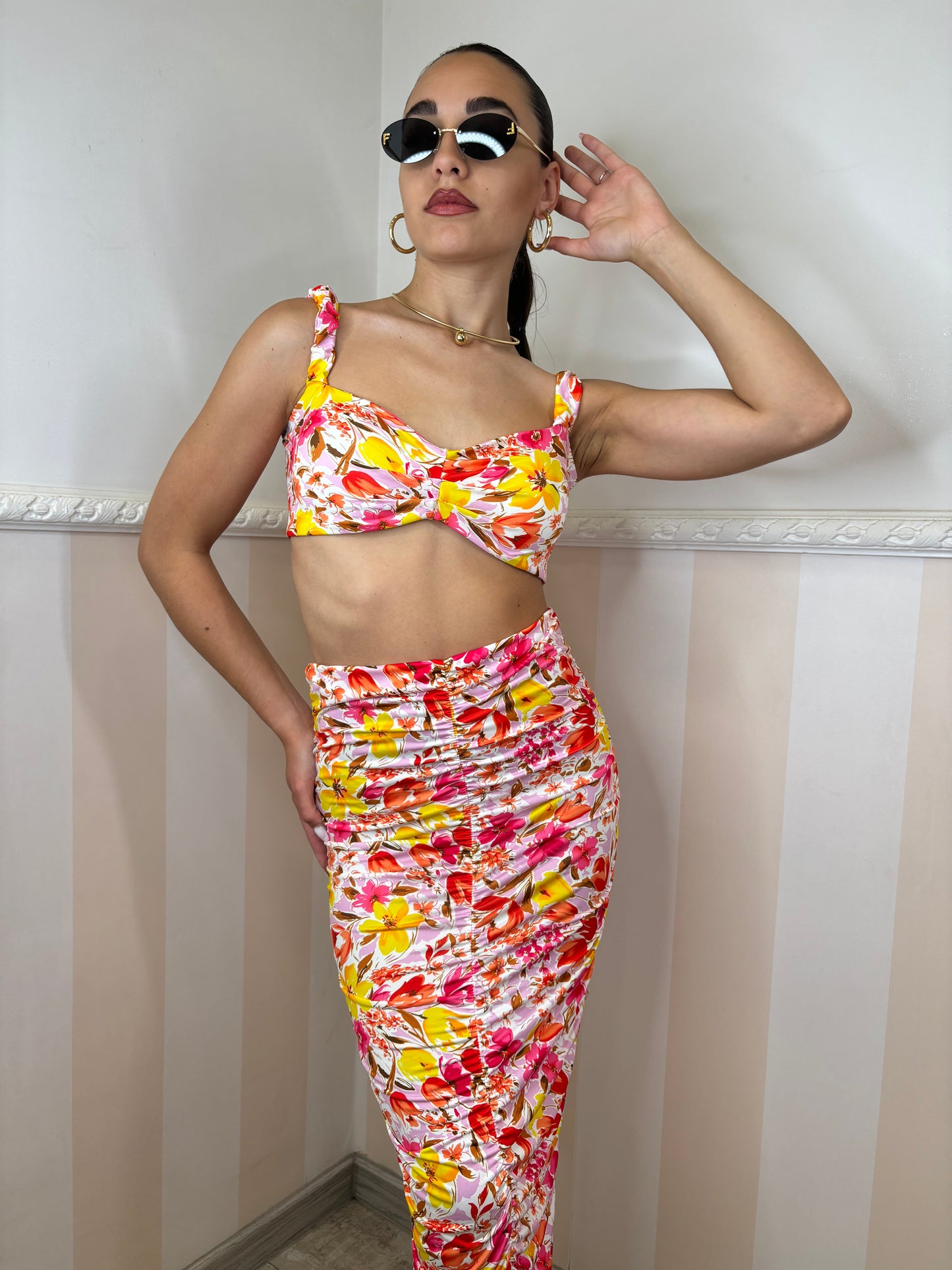 Coordinato Formentera giallo e fucsia