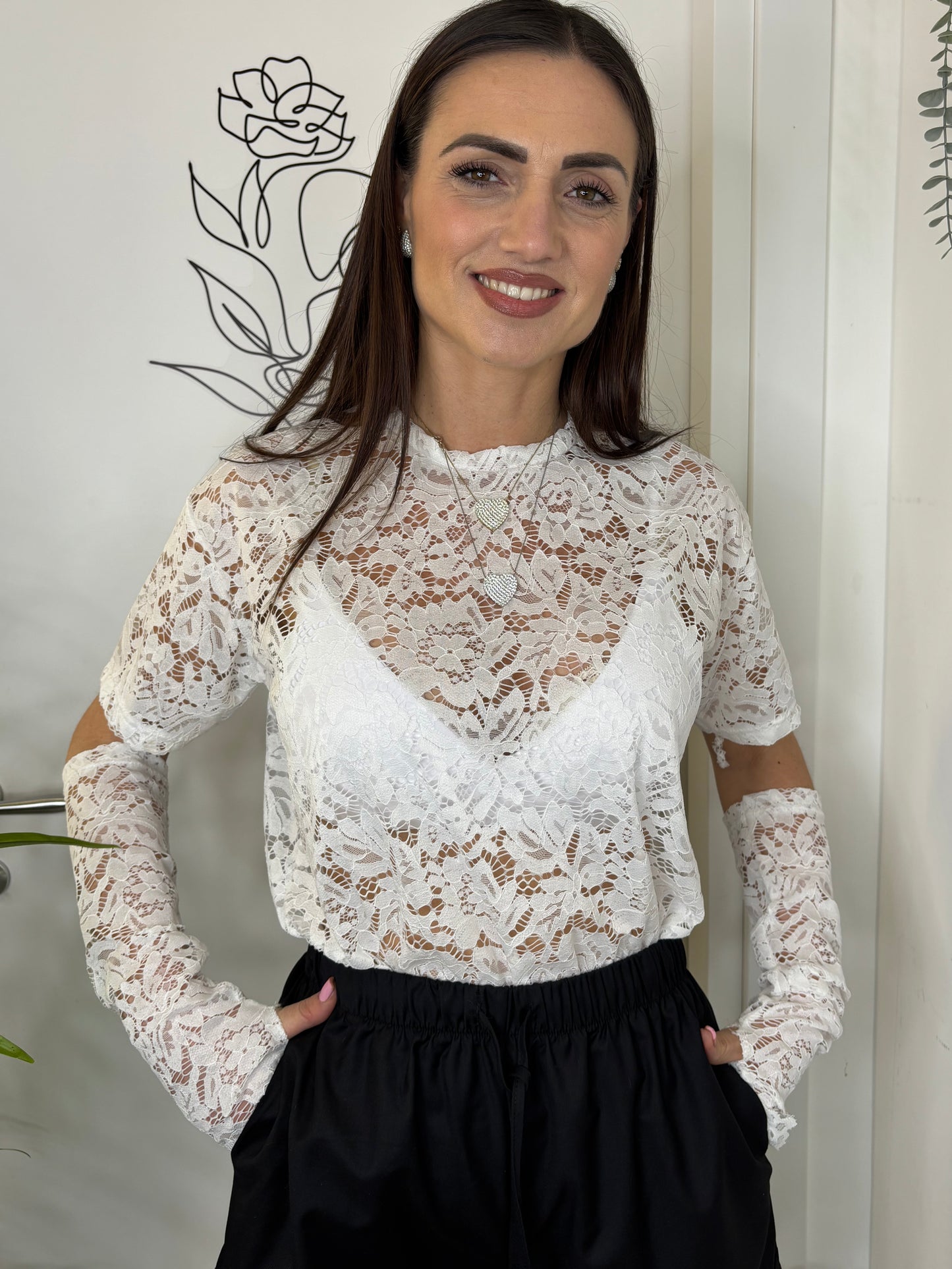 Maglia pizzo e manicotti