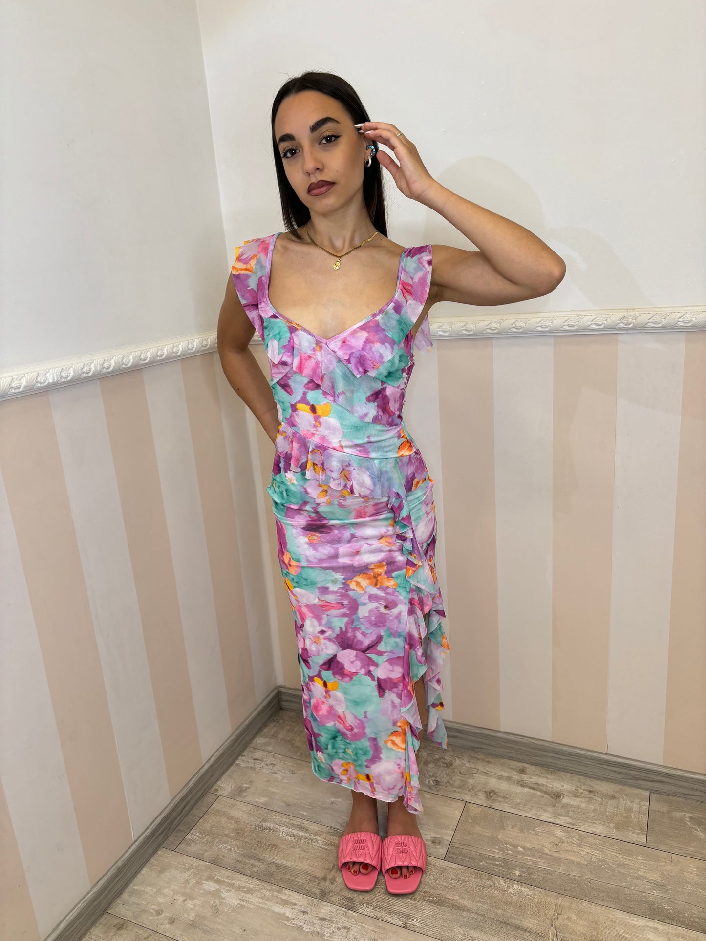Vestito Hawaii fantasia fuxia