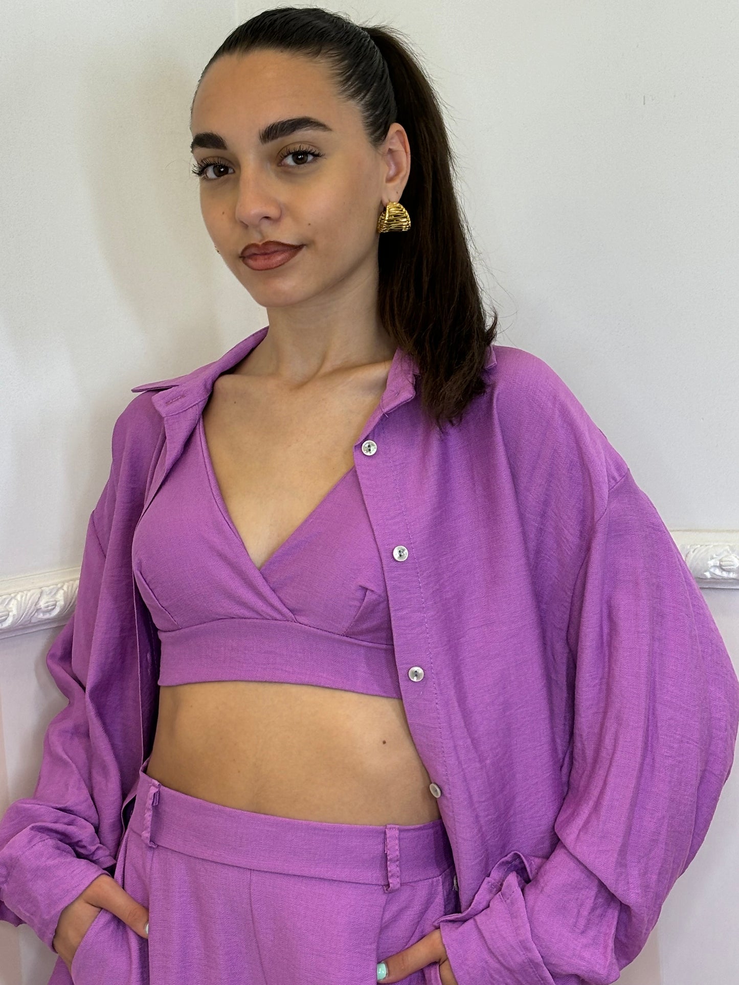 Tris Lino Longuette viola