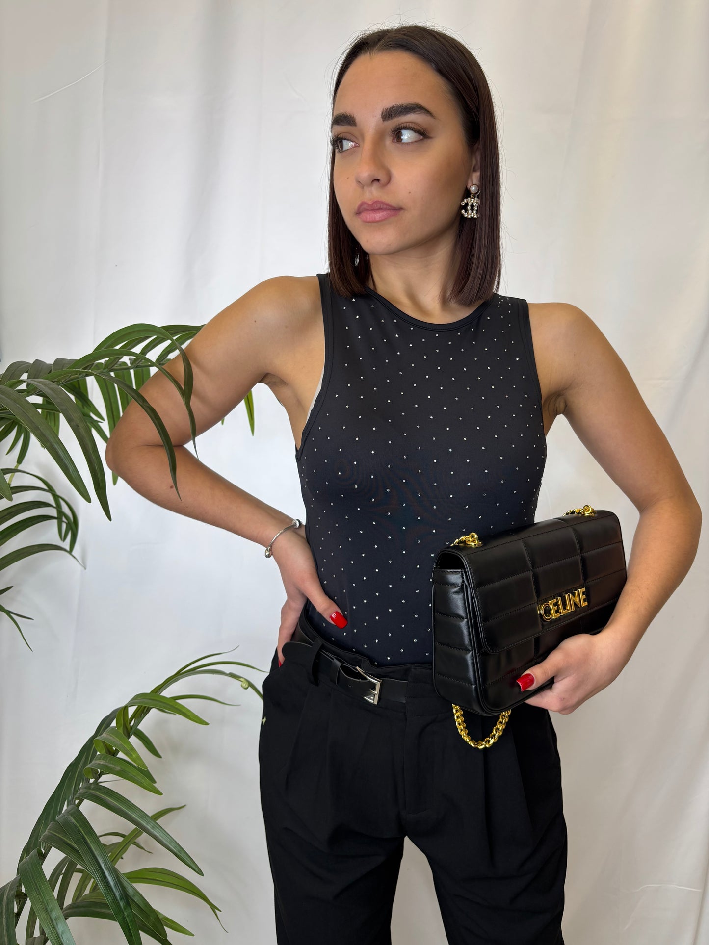 Body LUZ con brillantini argento o neri